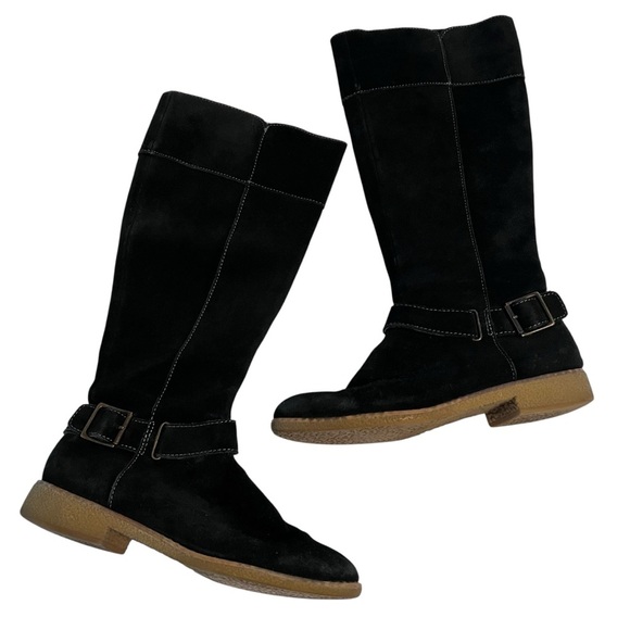 Lands' End Shoes - Land’s End Black Suede Chalet Tall with Buckle Boots Size 8B